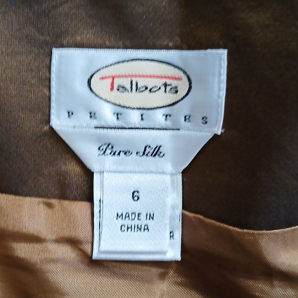 Talbots Pure silk bronze Iridescent Pleated A-Line Full Midi Skirt Sz 6P - Picture 5 of 6